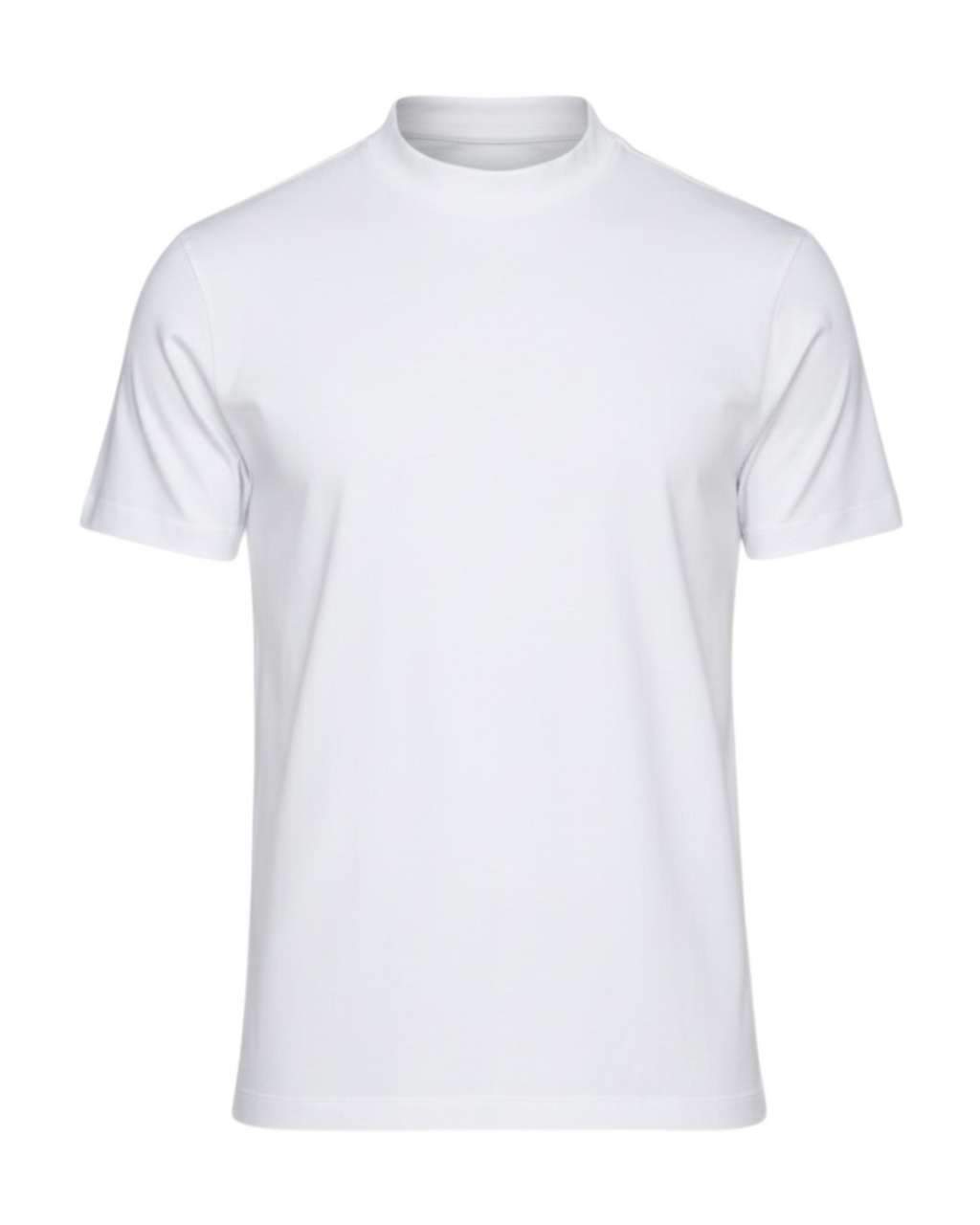 Egyptian Cotton Mock Neck T-Shirt – White