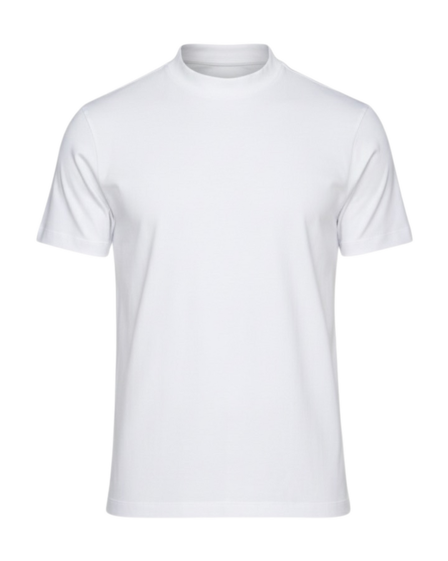 Egyptian Cotton Mock Neck T-Shirt – White