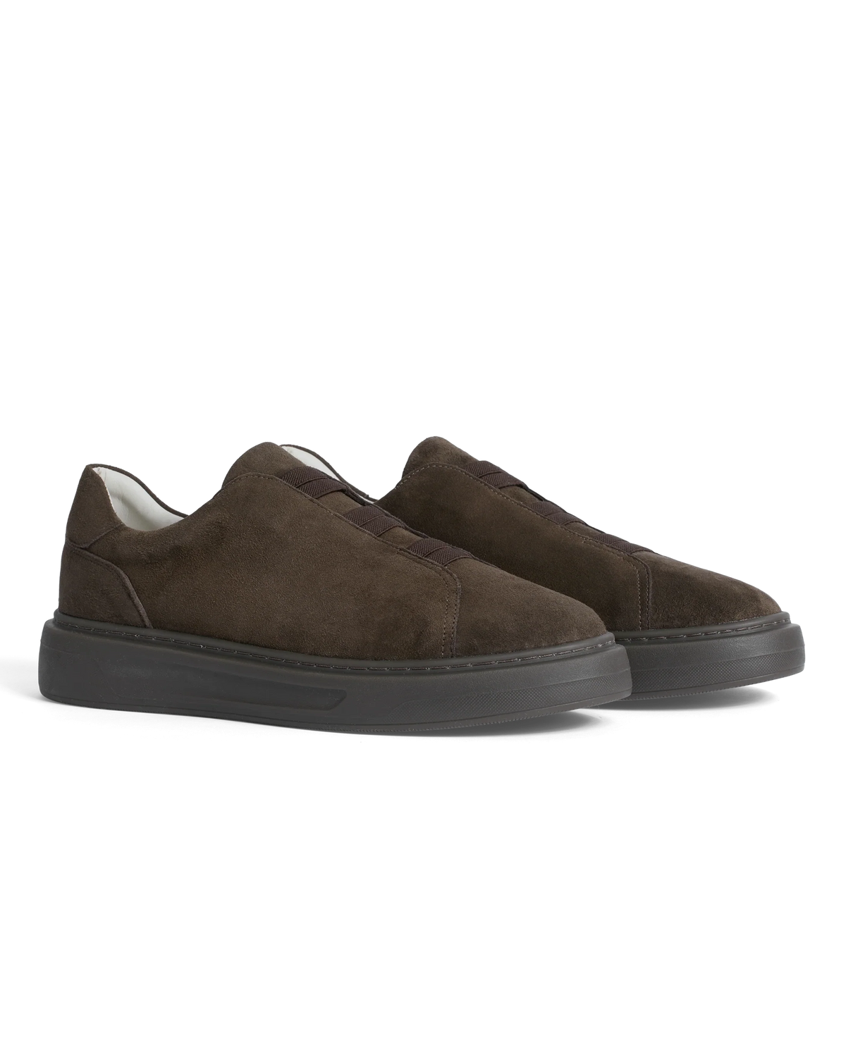 Handmade Goat Suede Slip-On Trainers – Dark Brown