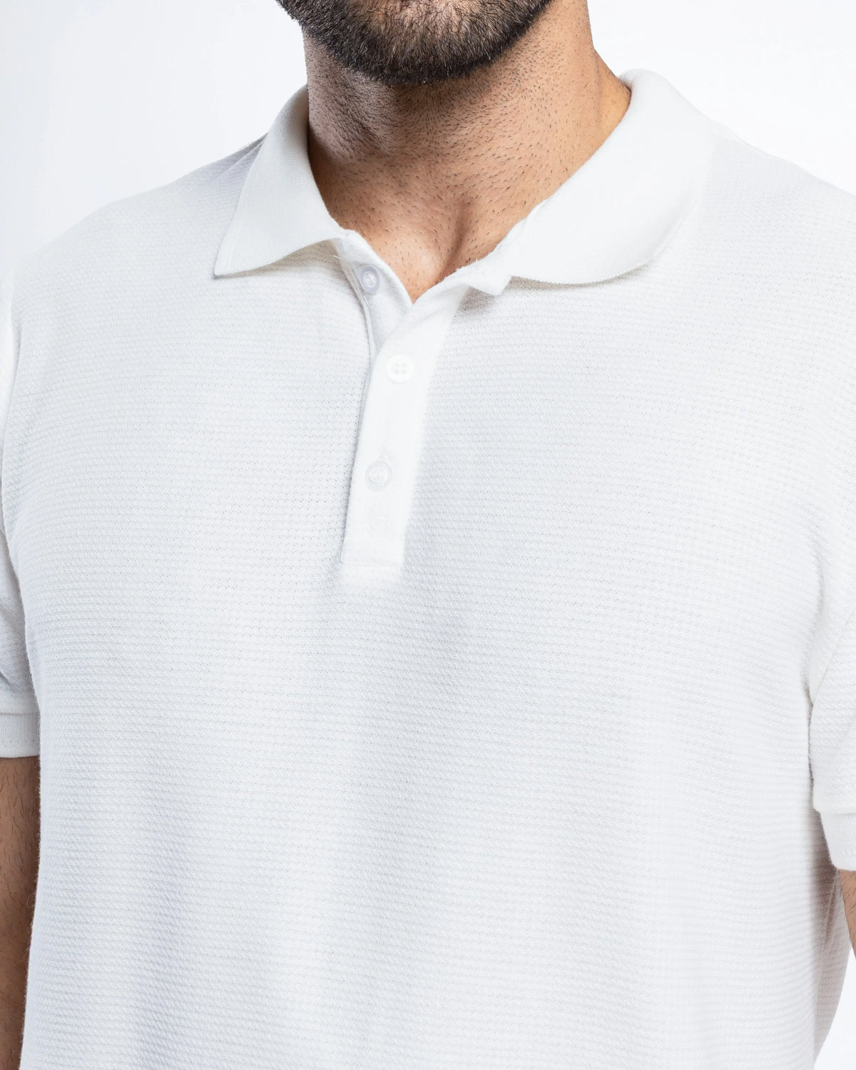 Textured Cotton Knit Polo Shirt