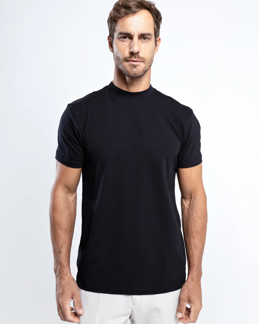 Egyptian Cotton Mock Neck T-Shirt