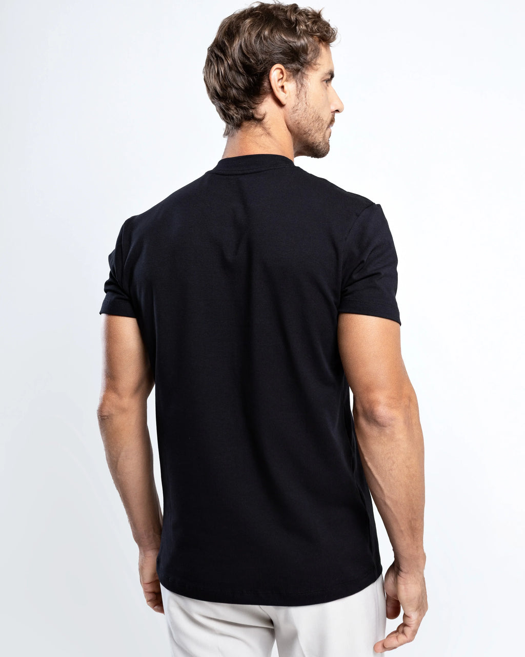 Egyptian Cotton Mock Neck T-Shirt – 4-Pack