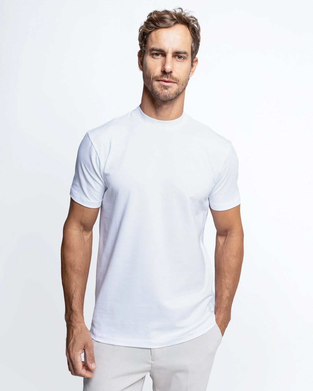 Egyptian Cotton Mock Neck T-Shirt – 2-Pack
