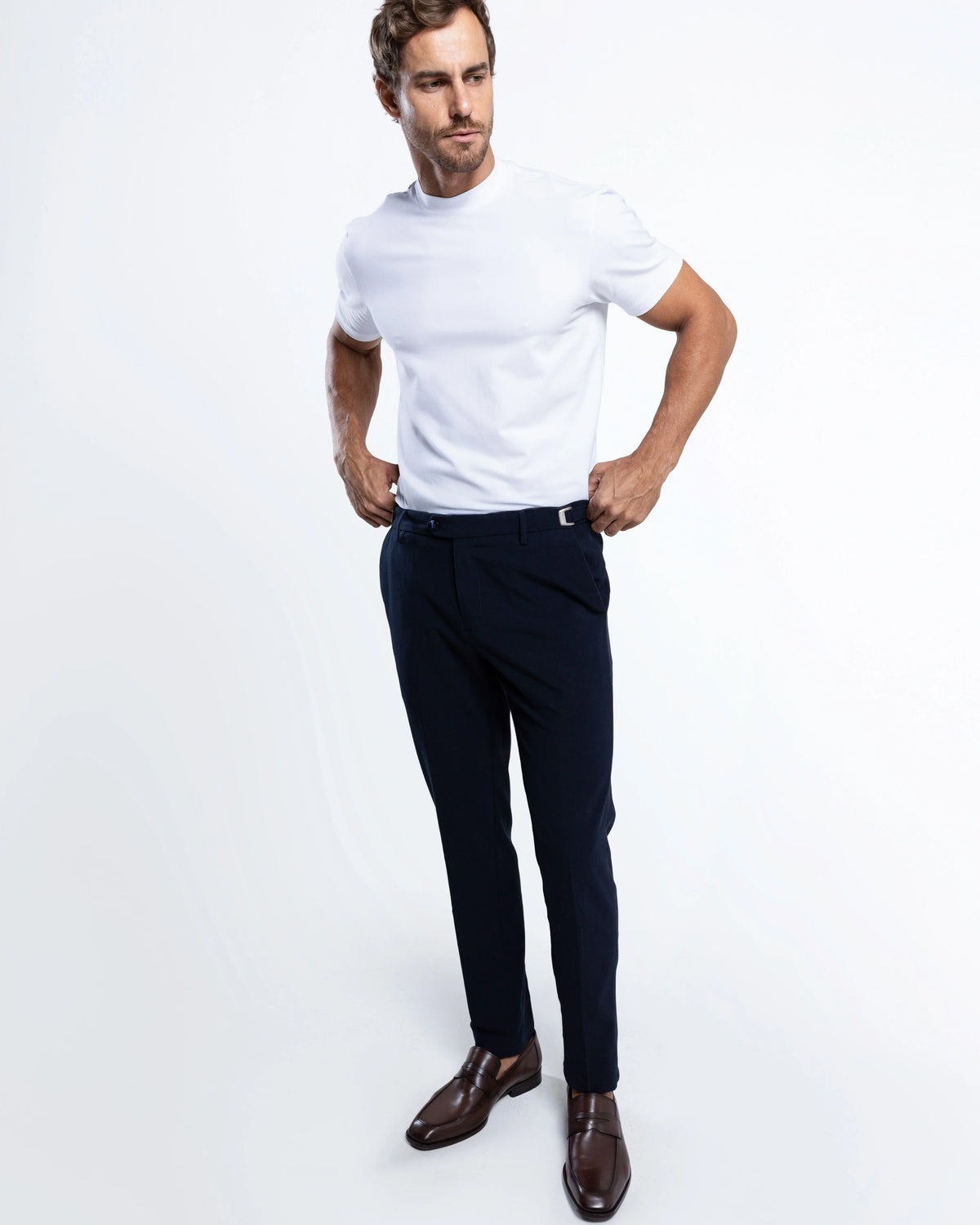 Slim Tailored Trousers with Side Adjusters