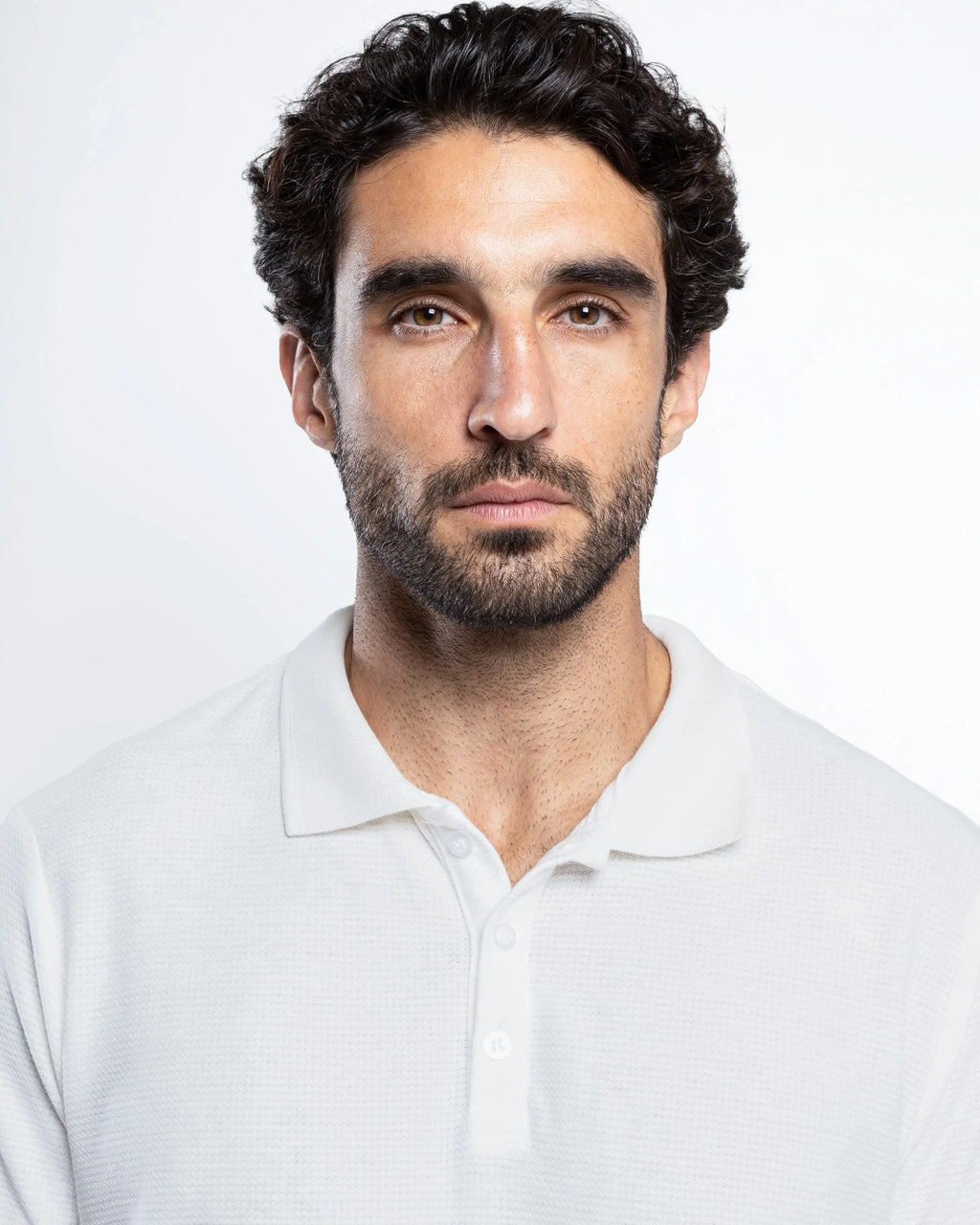 Textured Cotton Knit Polo Shirt