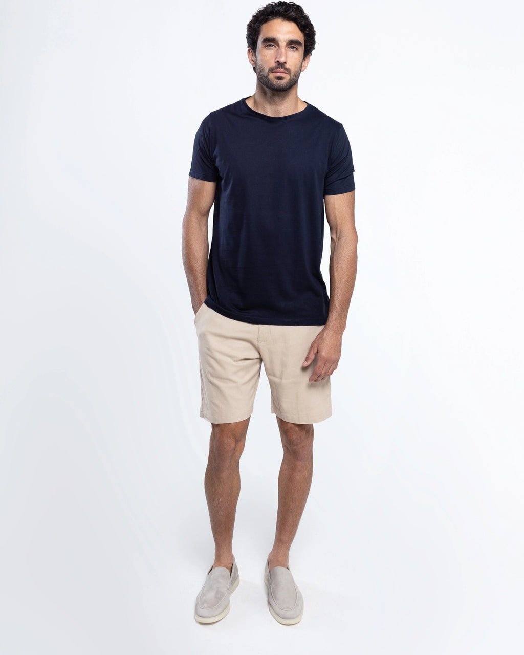 Linen-Blend Tailored Shorts