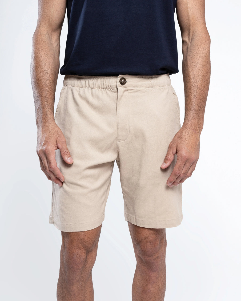 Linen-Blend Tailored Shorts