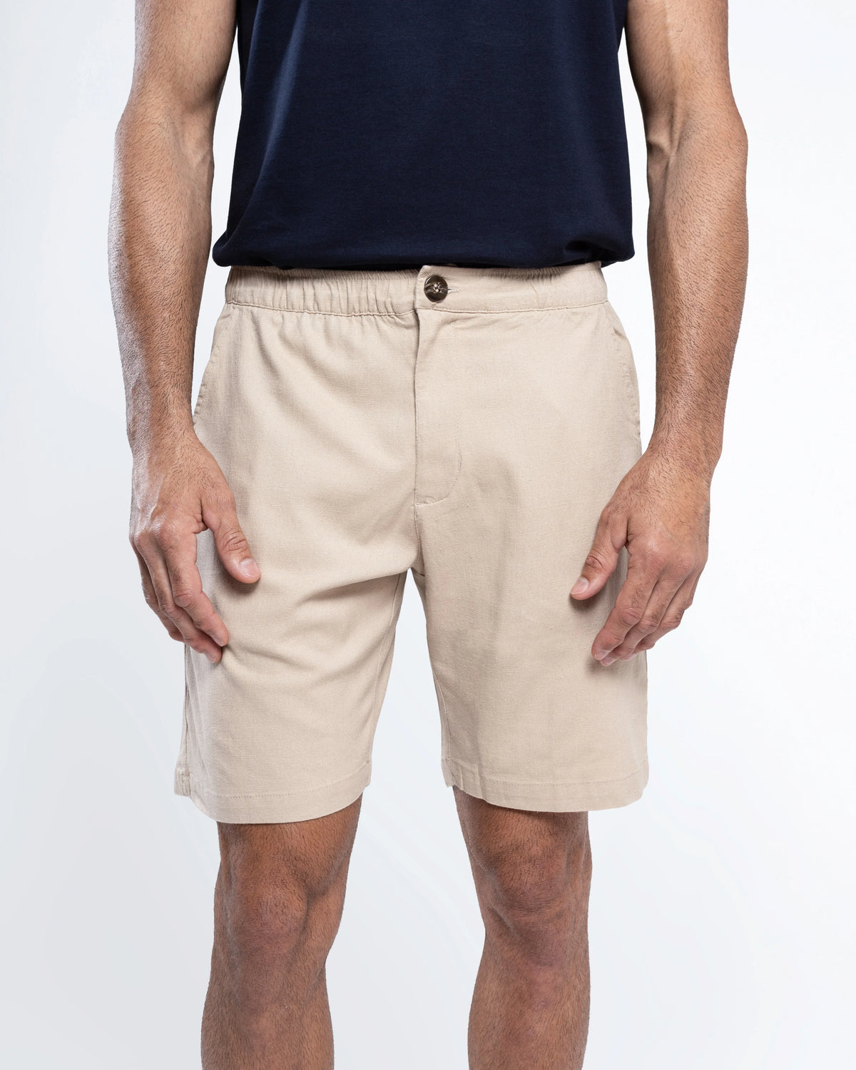 Linen-Blend Tailored Shorts
