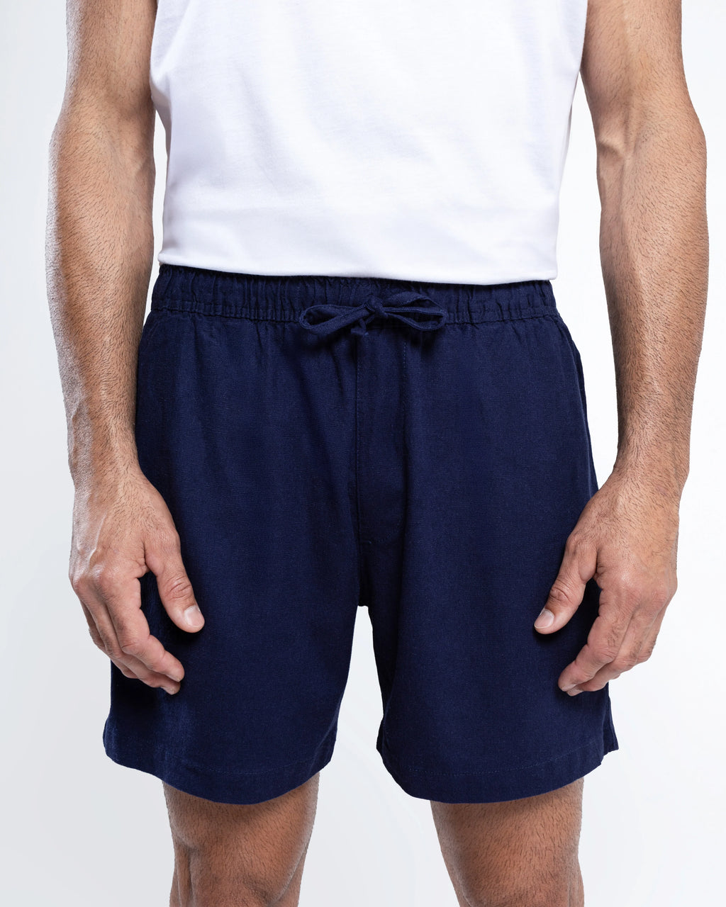 Linen-Blend Drawstring Shorts