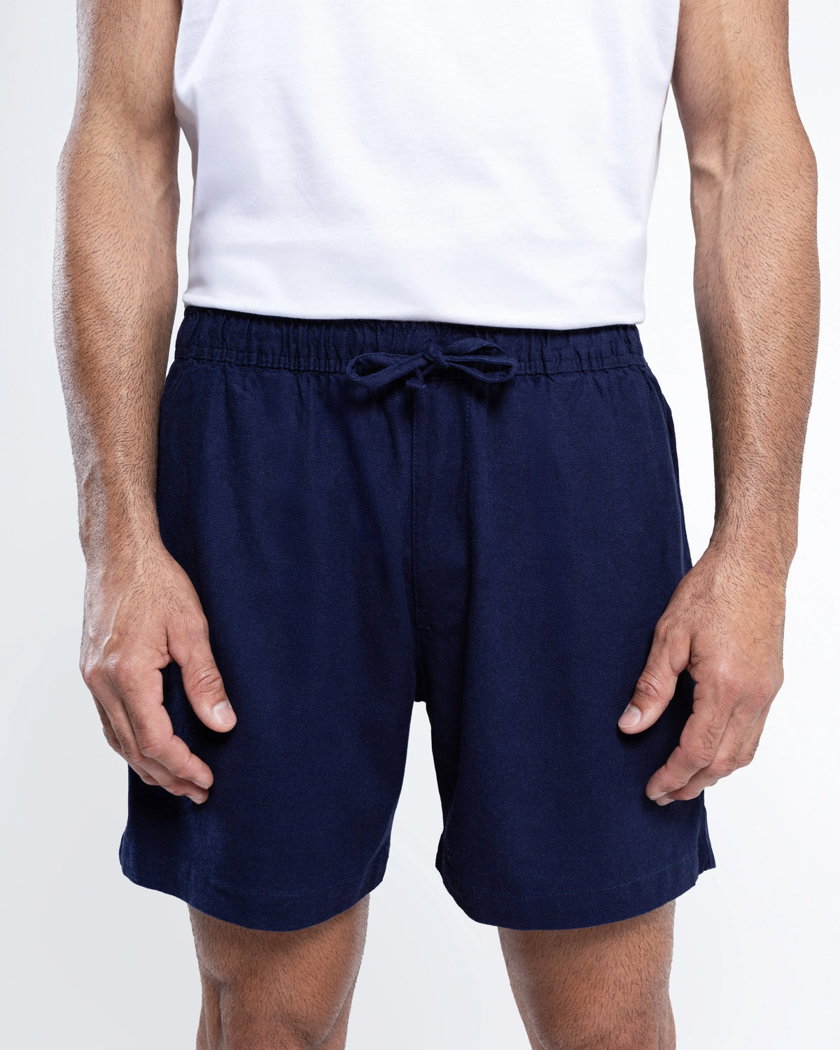 Linen-Blend Drawstring Shorts