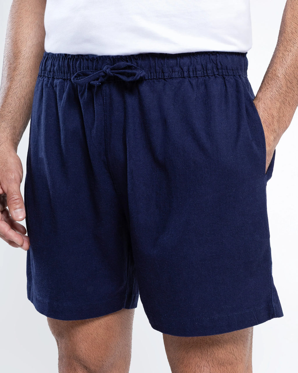 Linen-Blend Drawstring Shorts