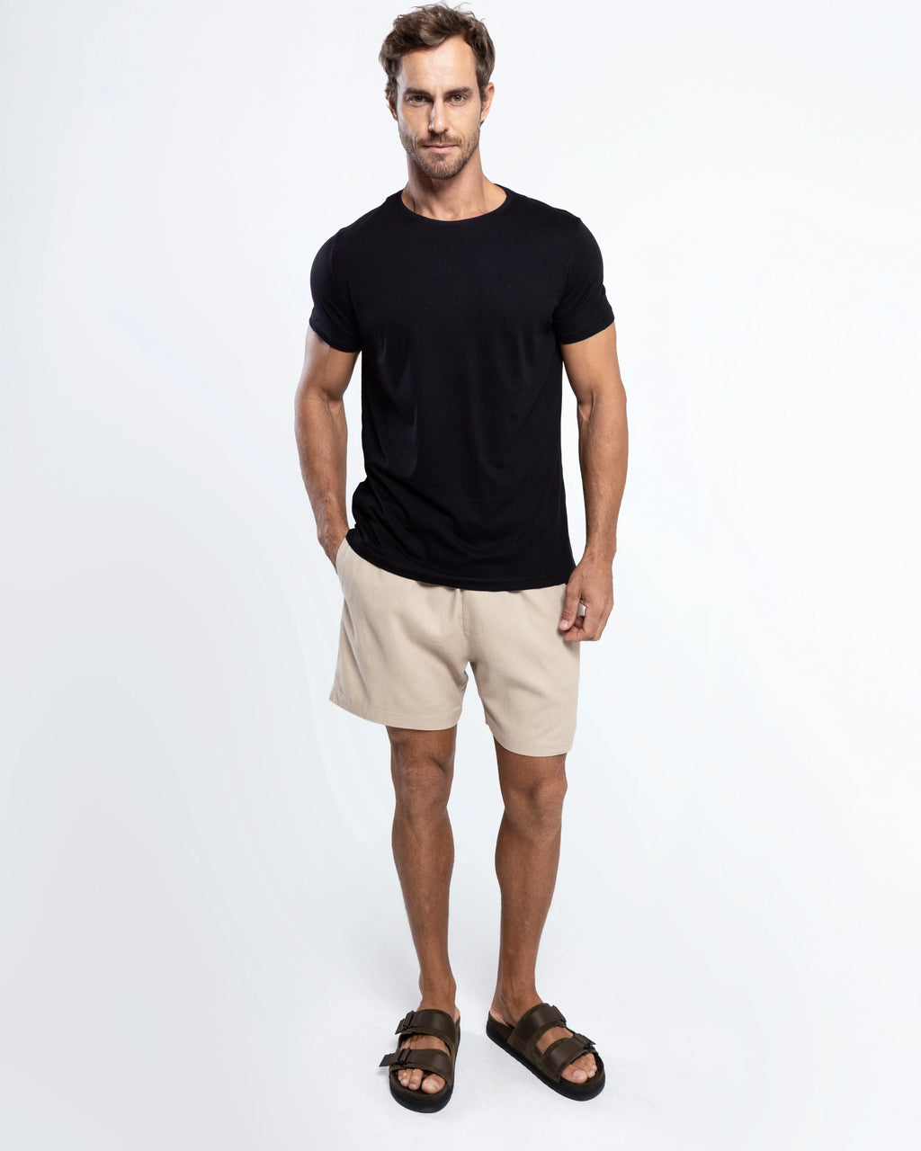 Linen-Blend Drawstring Shorts
