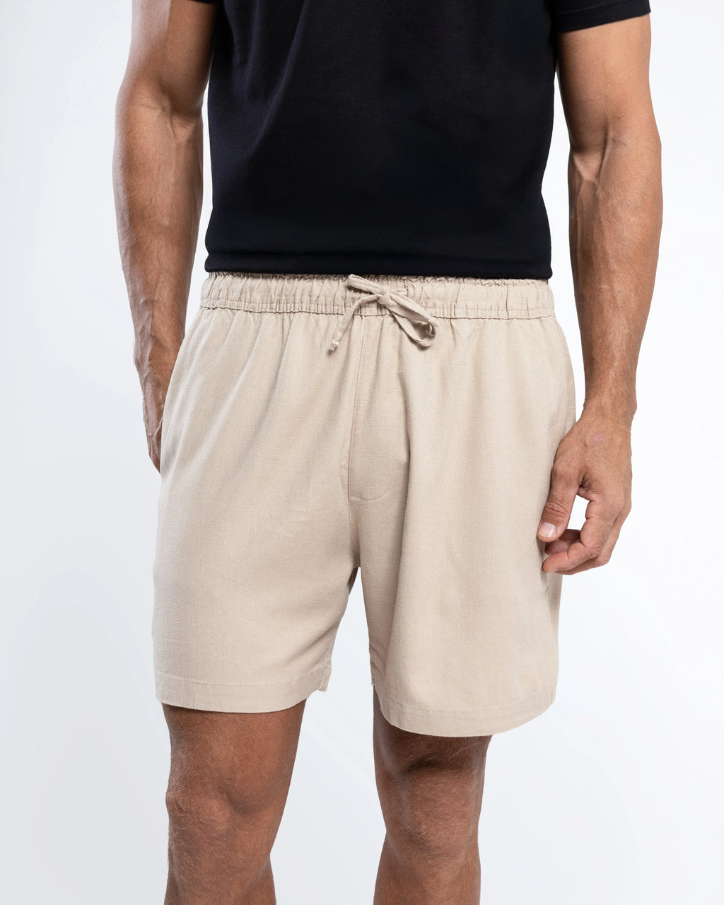 Linen-Blend Drawstring Shorts