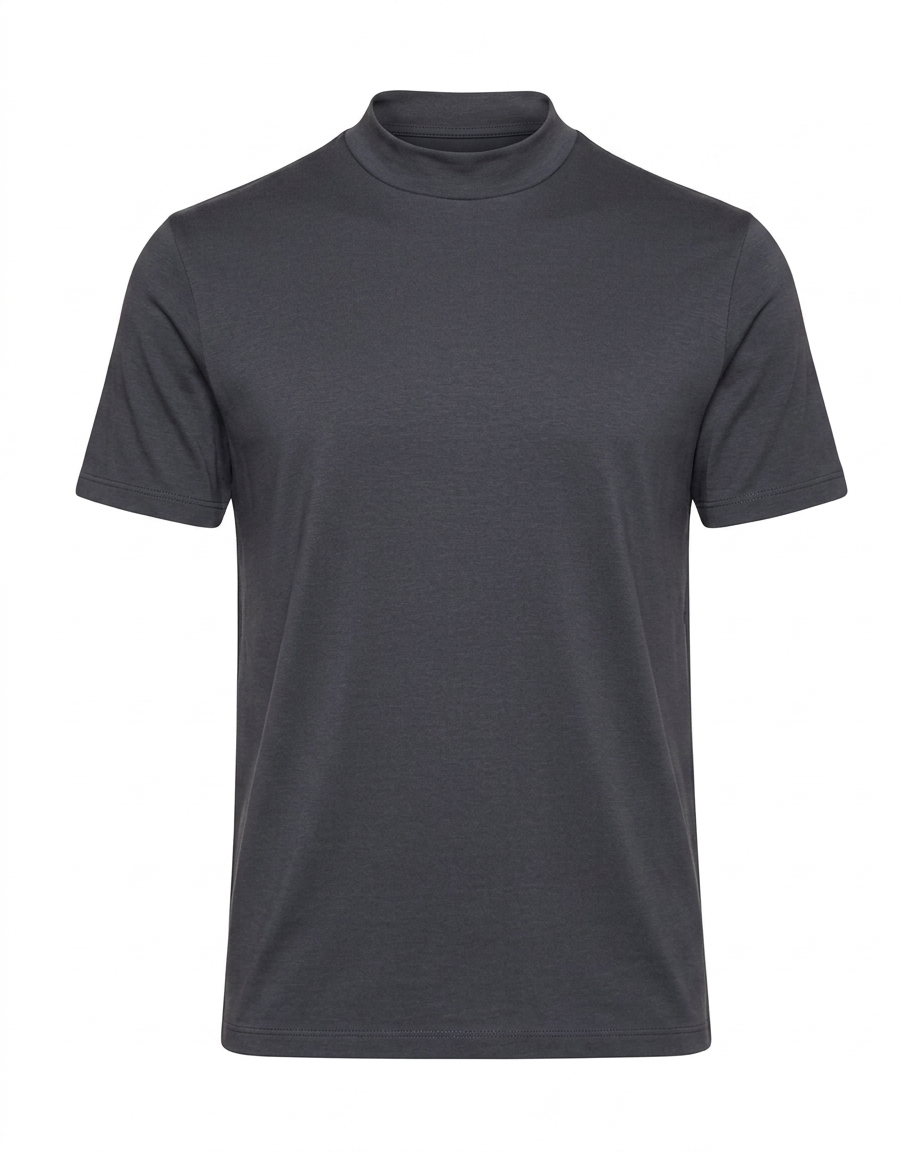 Egyptian Cotton Mock Neck T-Shirt – Graphite