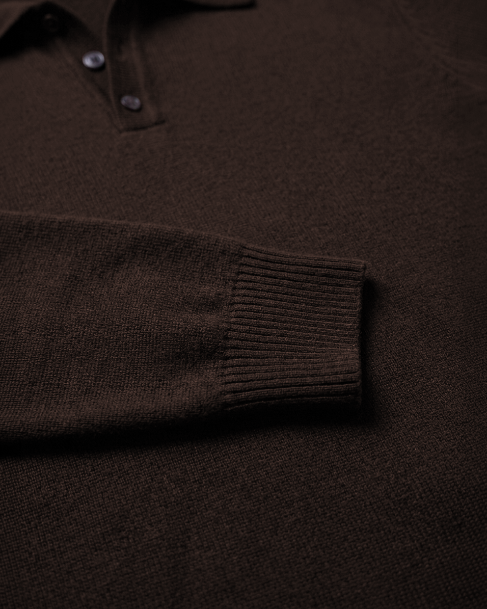 Long-Sleeve Knitted Polo Shirt