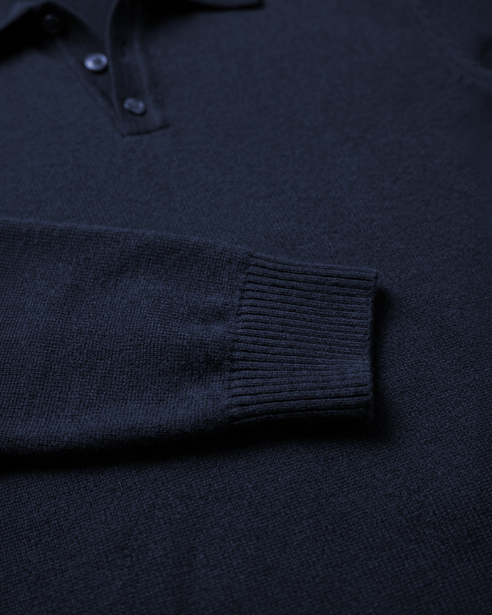 Long-Sleeve Knitted Polo Shirt
