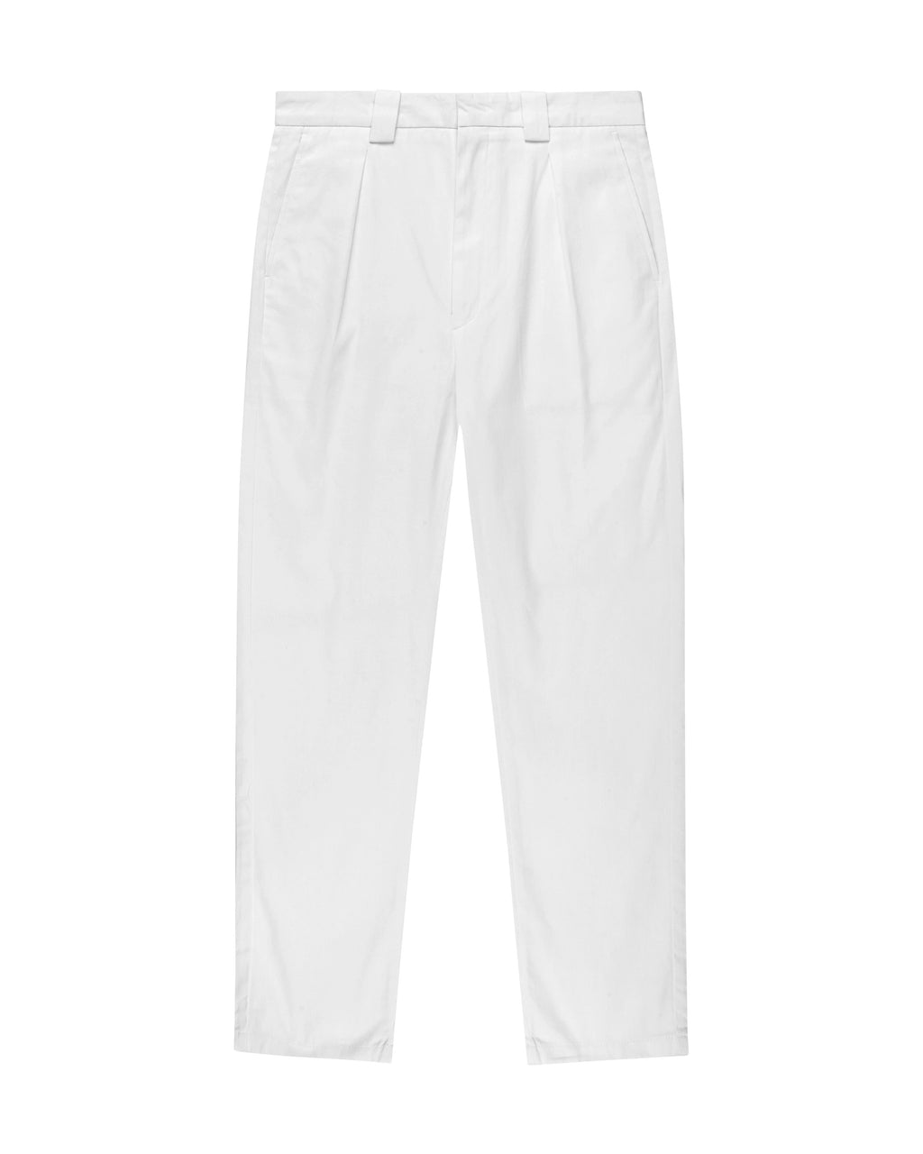 Italian-Cut Cotton Tailored Trousers – White