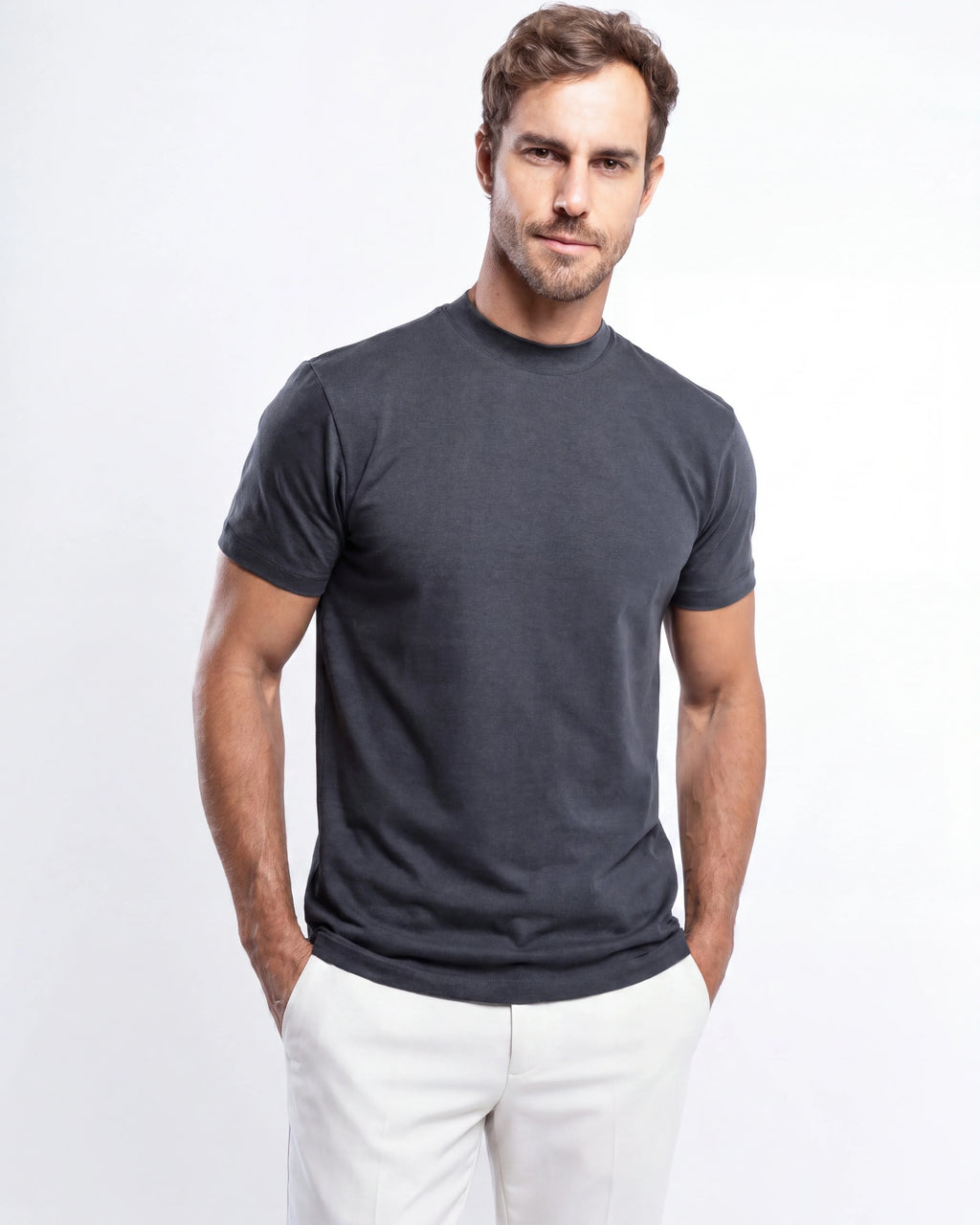 Egyptian Cotton Mock Neck T-Shirt
