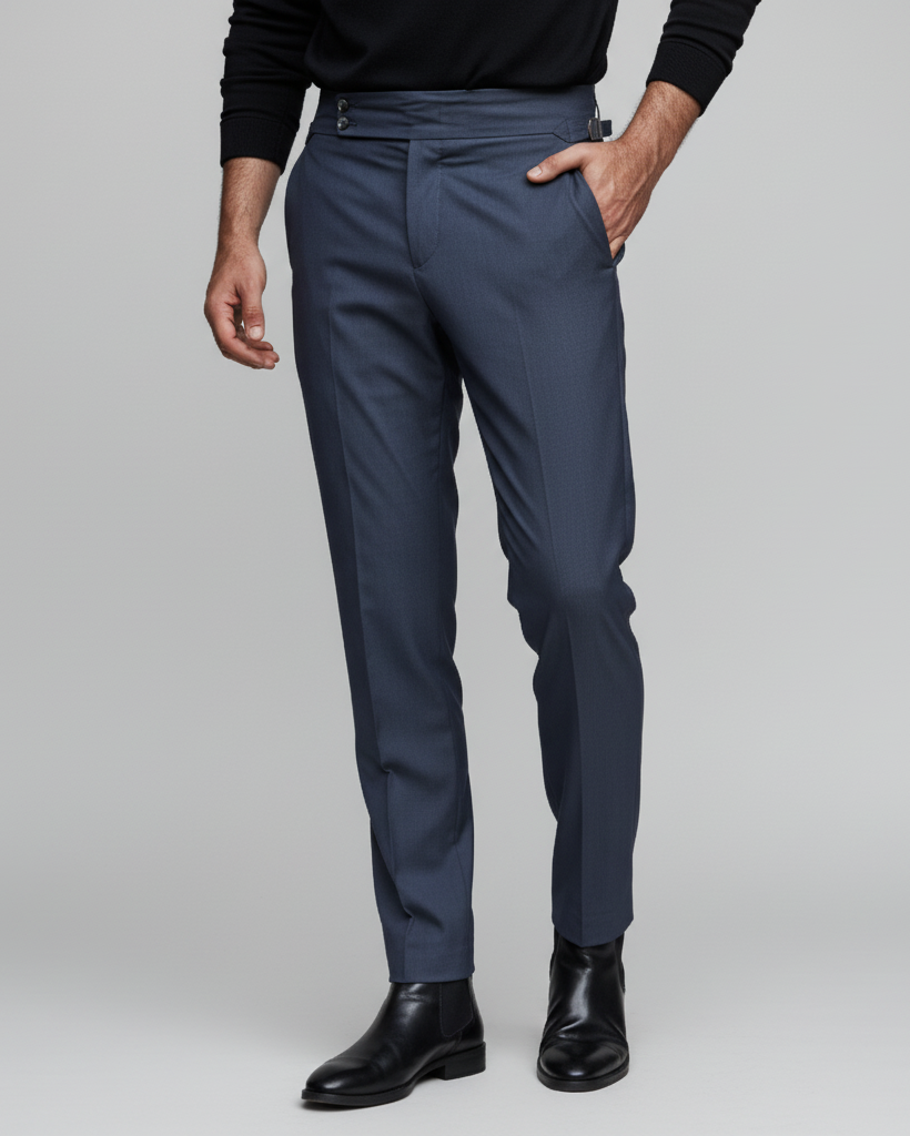 High-Waisted Slim Tailored Trousers