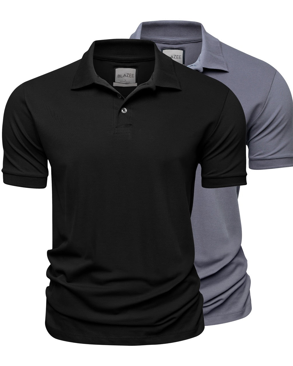 Pima Cotton Piqué Polo Shirt – 2-Pack – 1 Black + 1 Grey