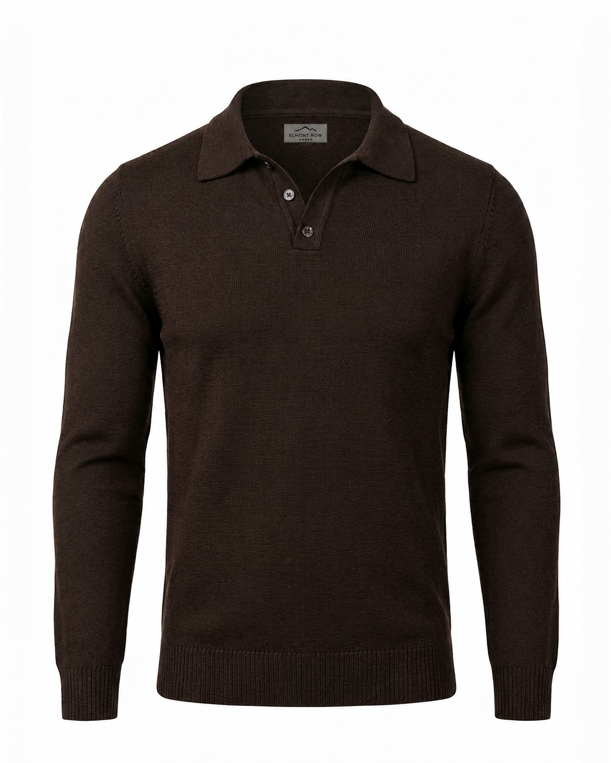 Long-Sleeve Knitted Polo Shirt | Elmont Row