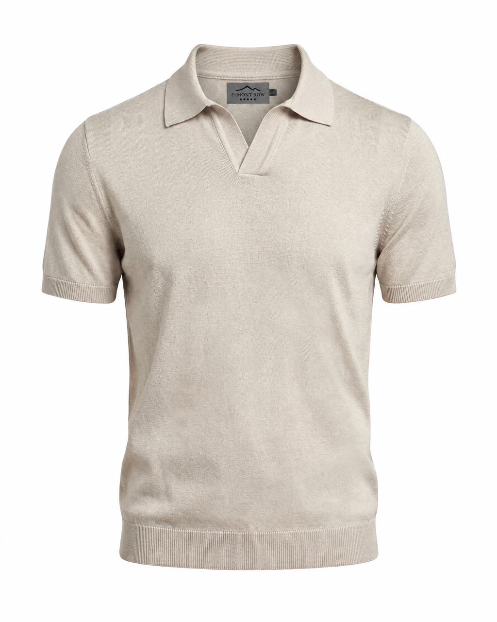 Knitted Cotton Polo Shirt - Beige