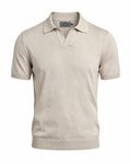 Knitted Cotton Polo Shirt - Beige