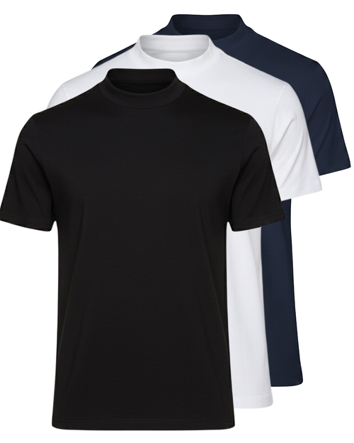 Egyptian Cotton Mock Neck T-Shirt – 3-Pack