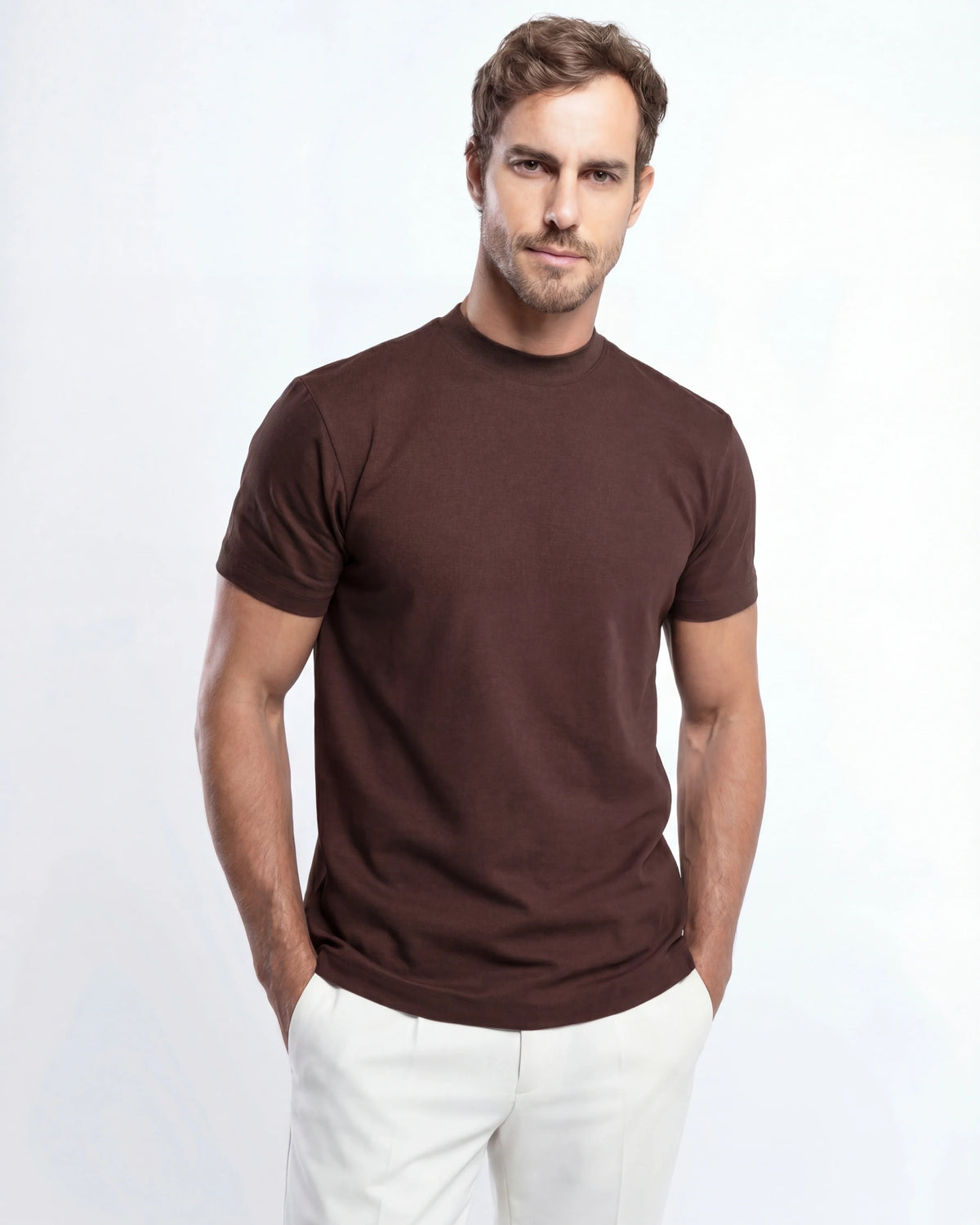 Egyptian Cotton Mock Neck T-Shirt – 3-Pack
