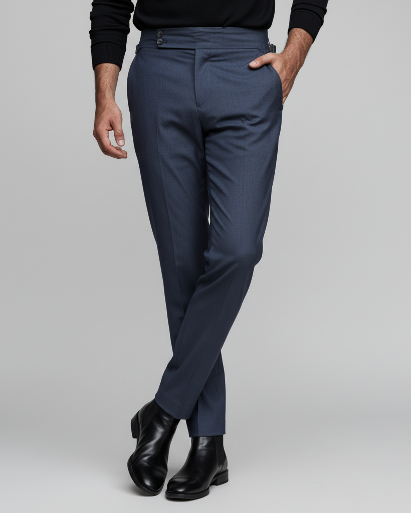 High-Waisted Slim Tailored Trousers